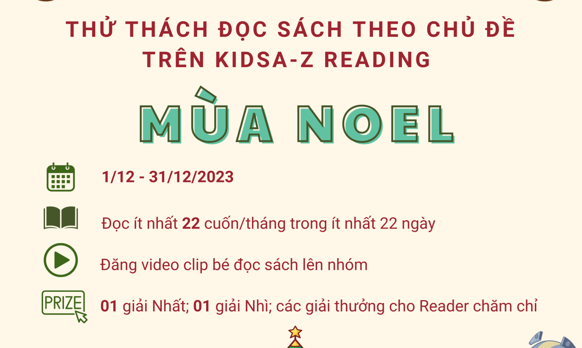 Thử thách đọc sách theo chủ đề trên KidsA-Z Reading tháng 12/2023